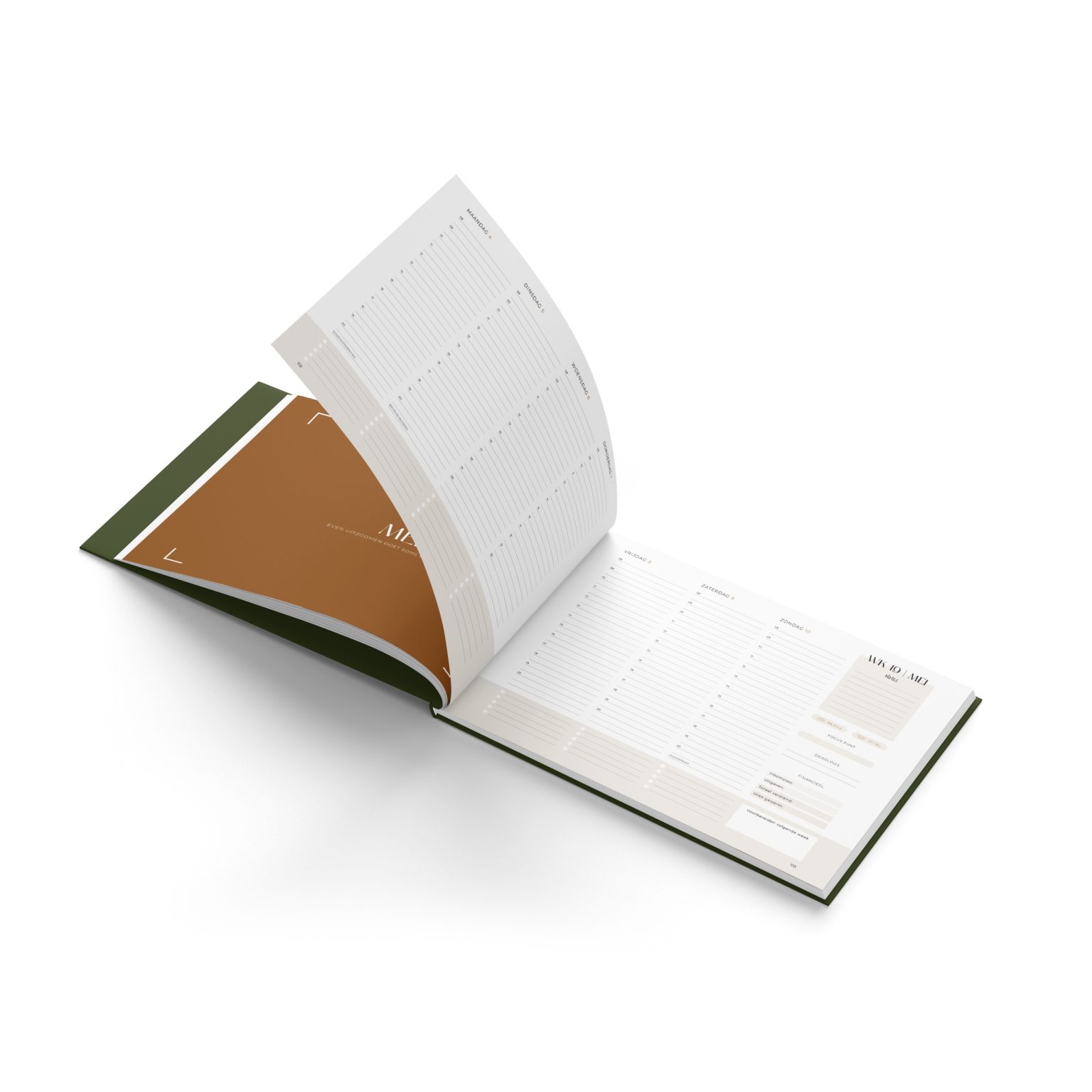 Binnenpagina van de fotografie agenda 2026 met weekoverzicht en extra schrijfruimte
